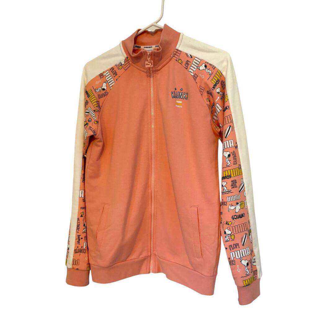Puma Peanuts Snoopy Track Jacket Youth XL Pink Full Zip Sweatshirt